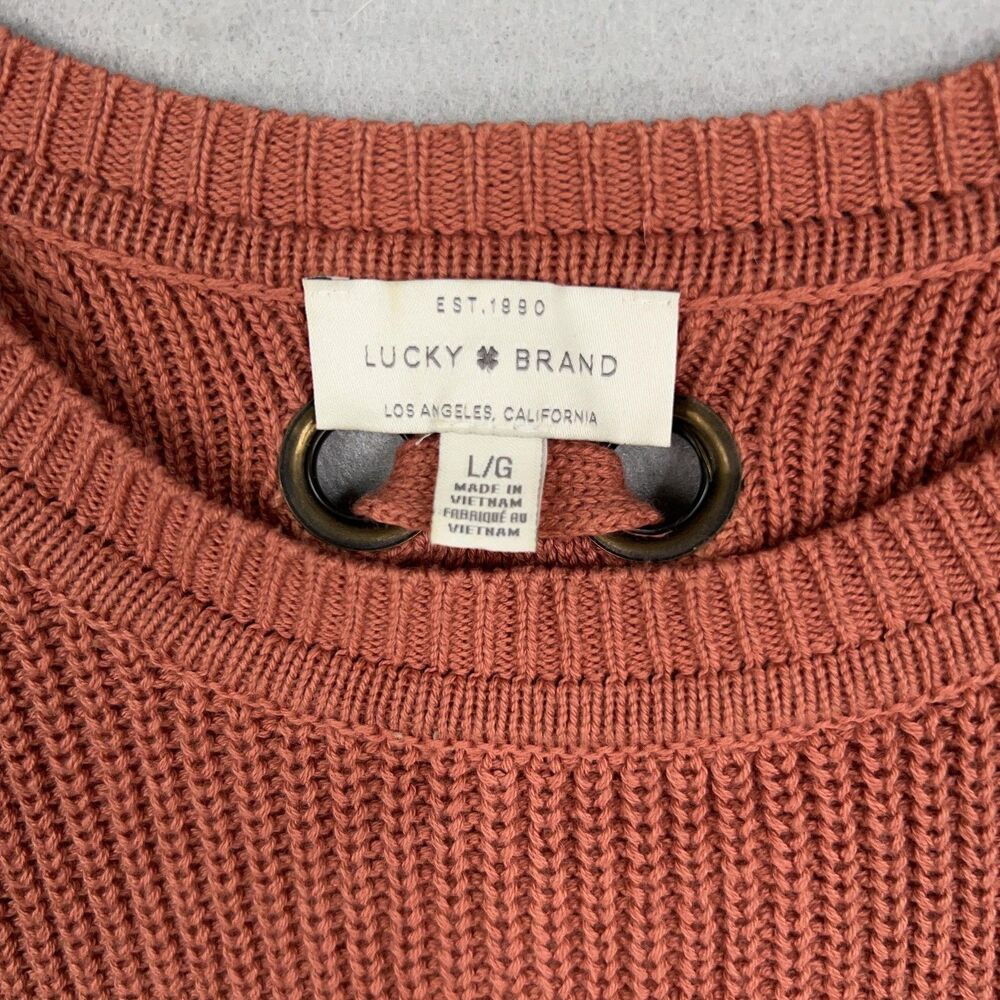 Lucky Brand Sweater Womens Large Pullover Lace Up Back Ribbed Cozy Fall Boho Y2K - Picture 4 of 12